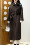 Long Brown Cashmere Trench with Belt